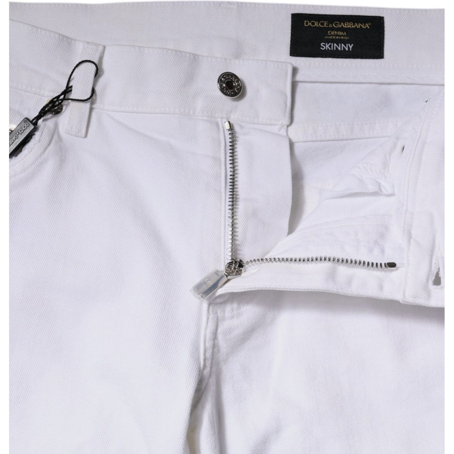 Dolce & Gabbana White Black Logo Cotton Skinny Denim Jeans