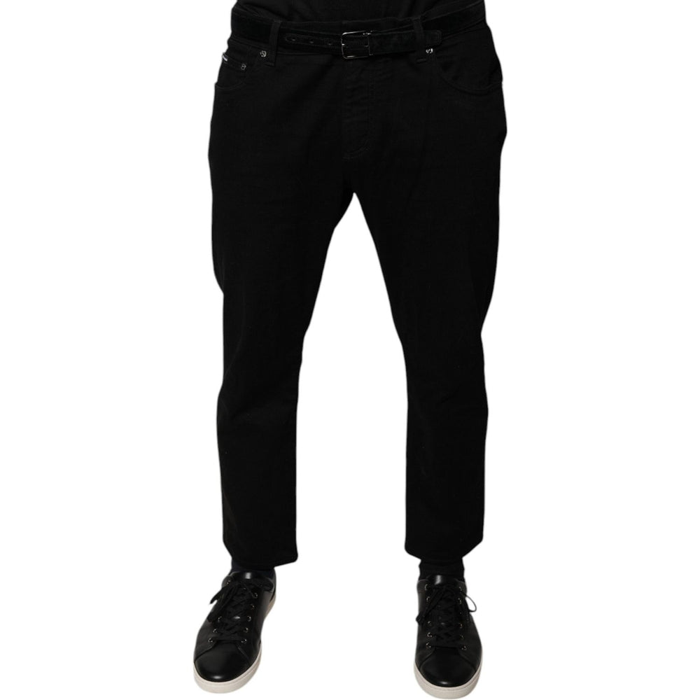 Dolce & Gabbana Black Cotton Stretch Logo Skinny Denim Jeans PAN75932-54