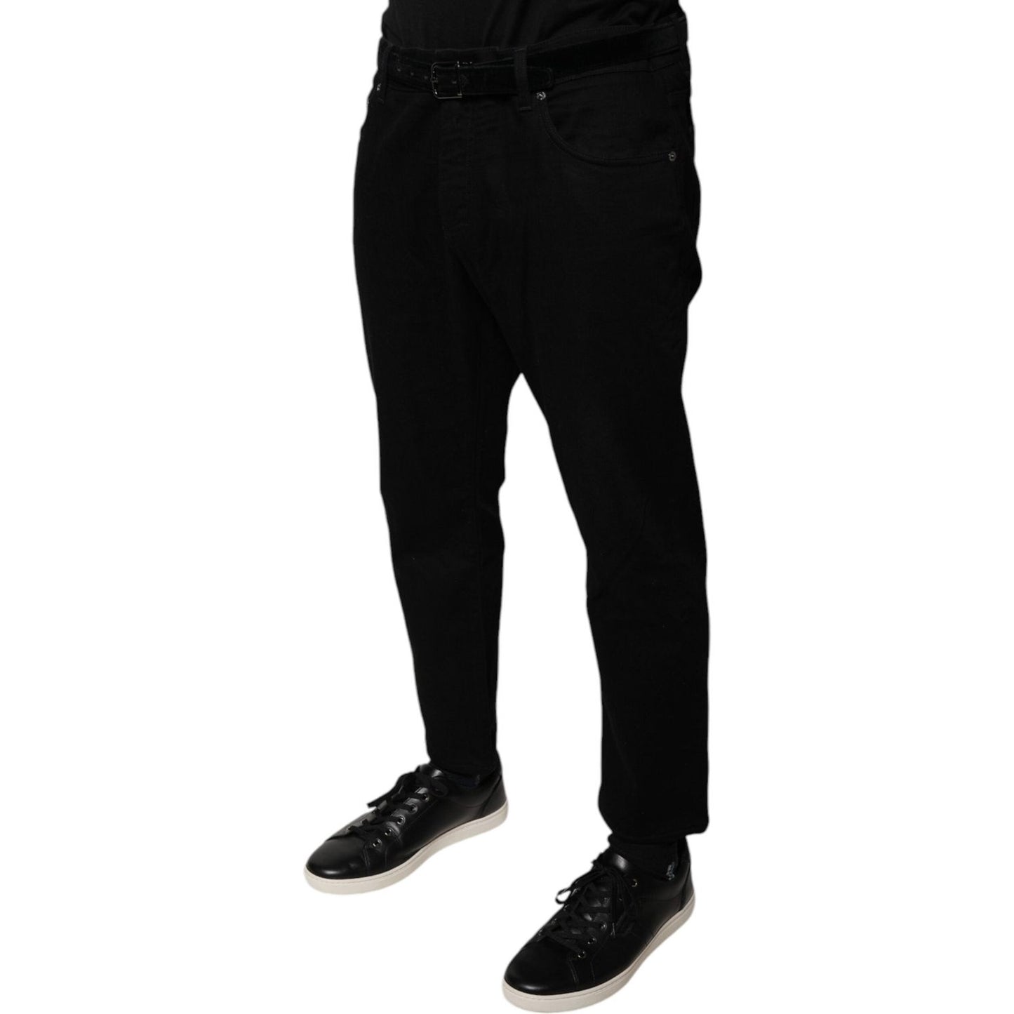 Dolce & Gabbana Black Cotton Stretch Logo Skinny Denim Jeans PAN75932-54
