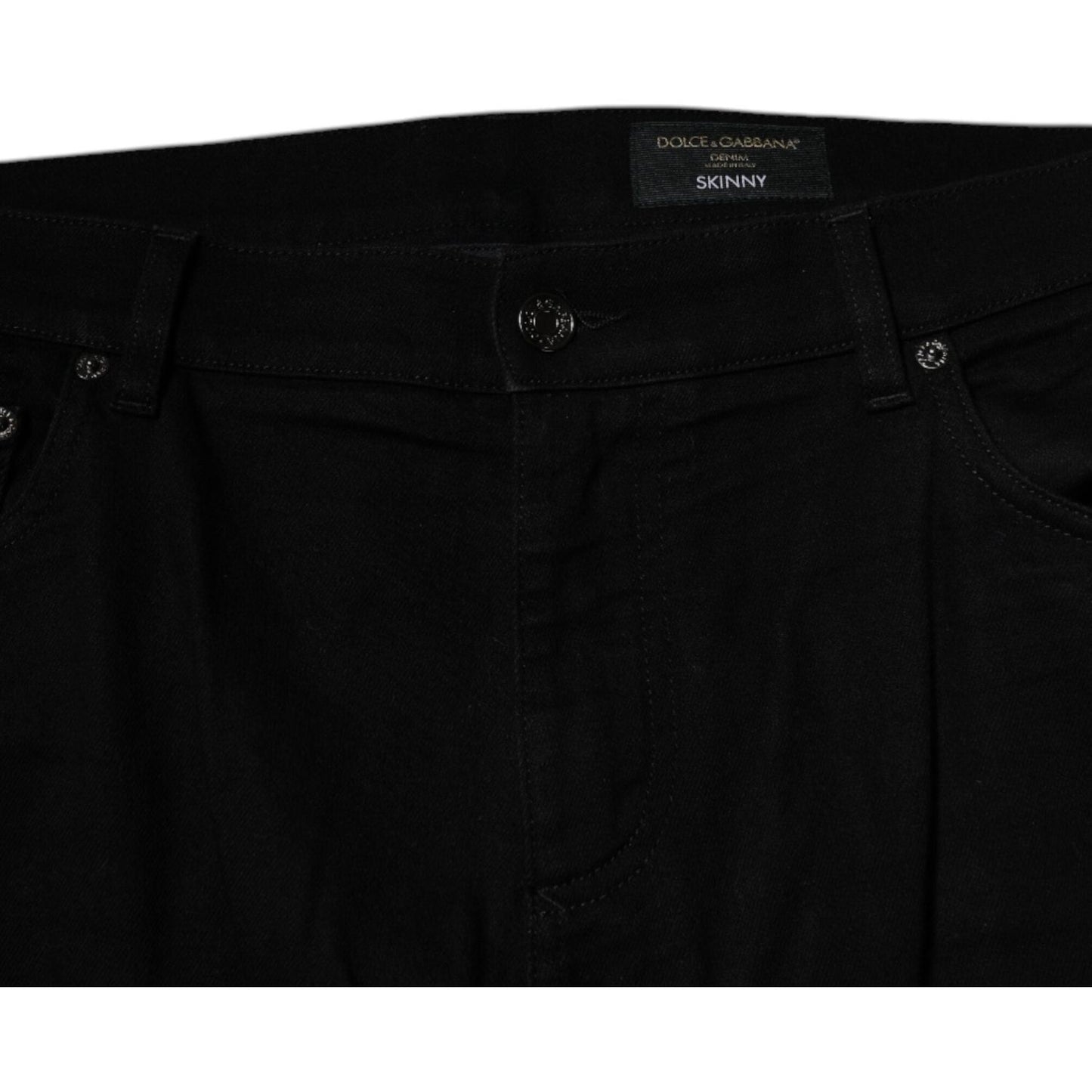 Dolce & Gabbana Black Cotton Stretch Logo Skinny Denim Jeans PAN75932-54