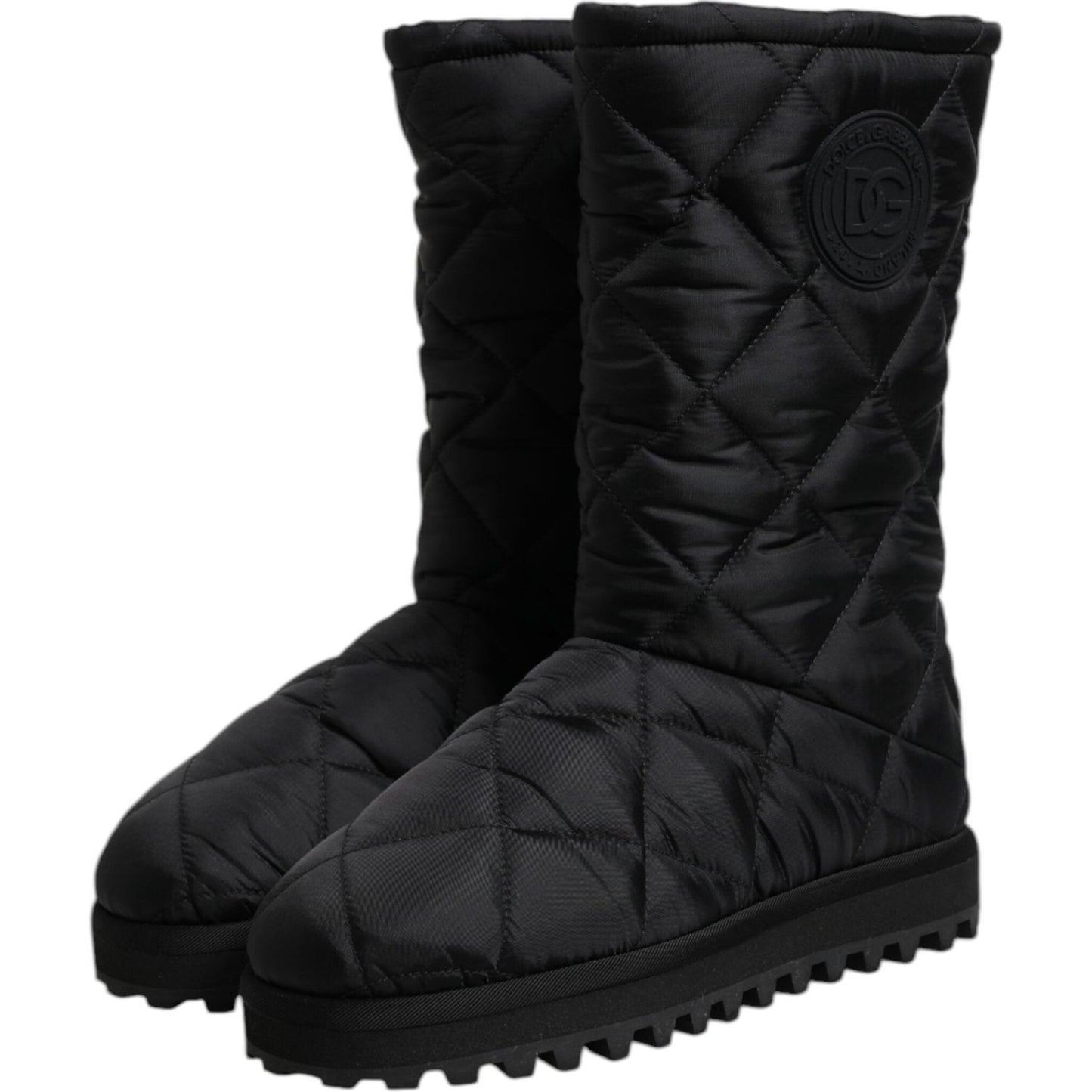 Dolce & Gabbana Black Polyester Padded Mid Calf Boots Winter Shoes MV6696-41