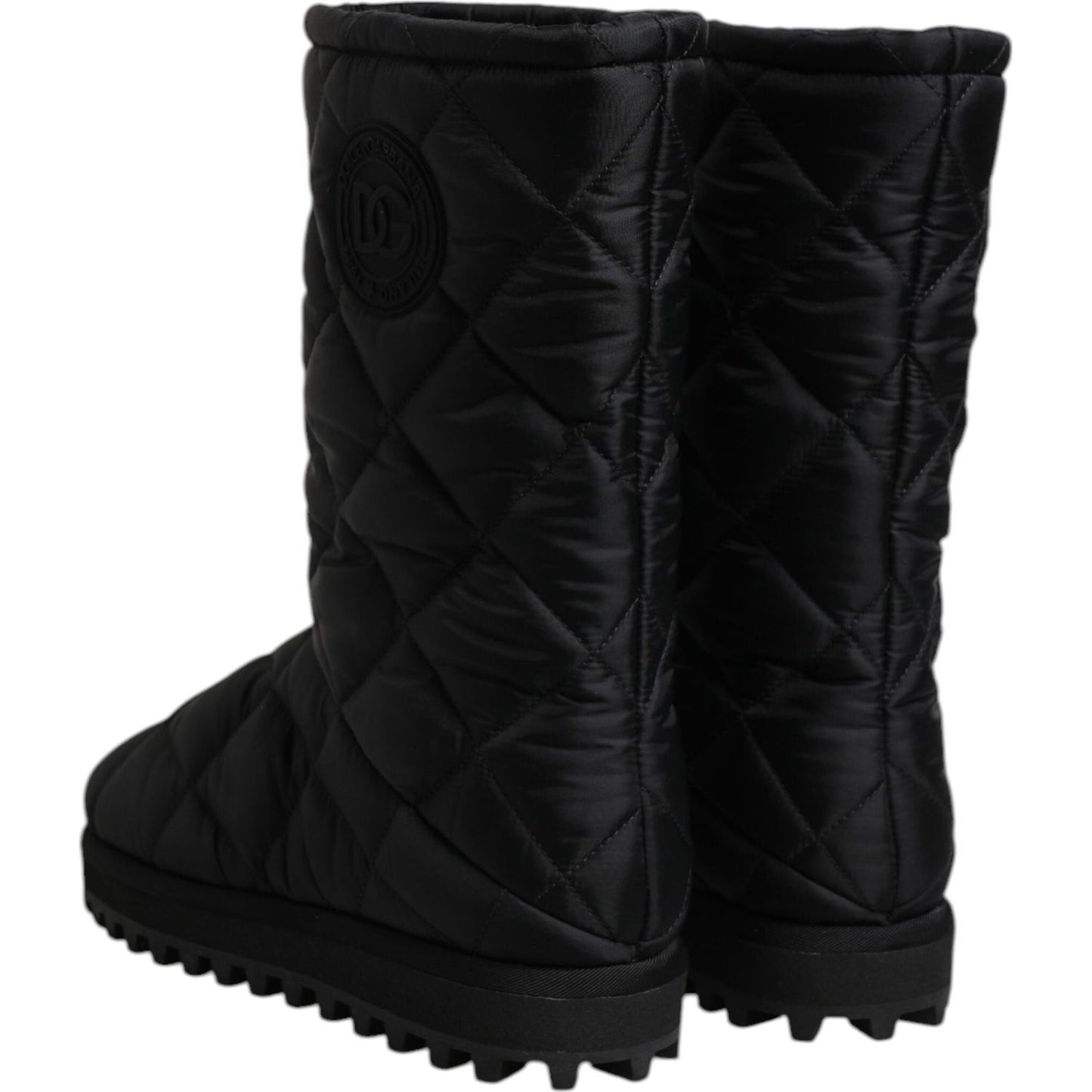 Dolce & Gabbana Black Polyester Padded Mid Calf Boots Winter Shoes MV6696-41