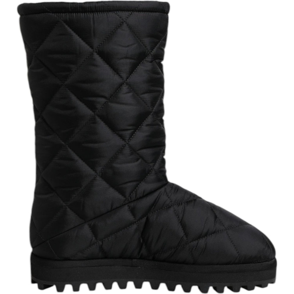 Dolce & Gabbana Black Polyester Padded Mid Calf Boots Winter Shoes MV6696-41