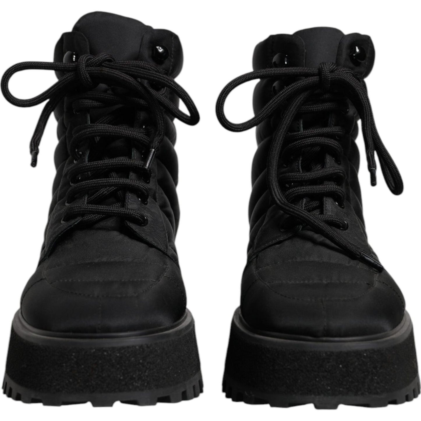 Dolce & Gabbana Black Padded Mid Calf Lace Up Boots Shoes MV6758-39