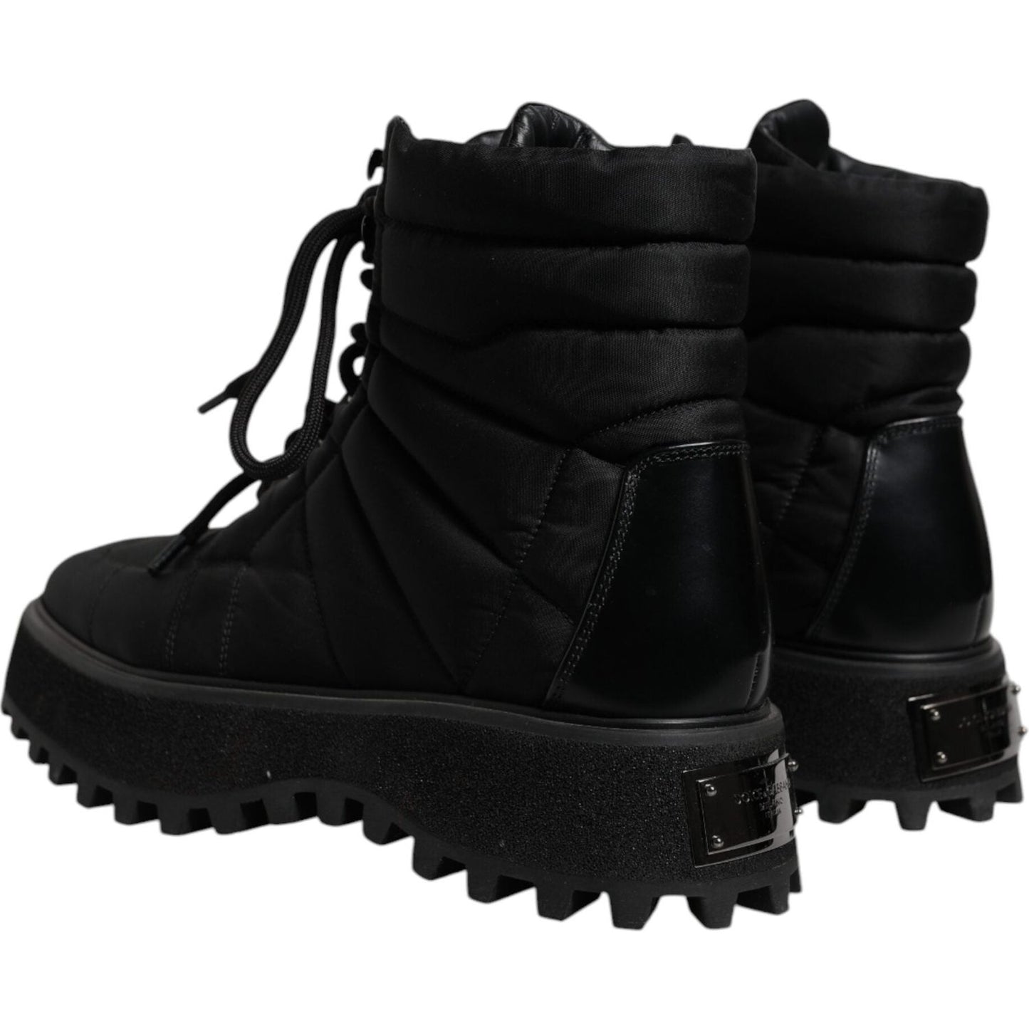 Dolce & Gabbana Black Padded Mid Calf Lace Up Boots Shoes MV6758-39