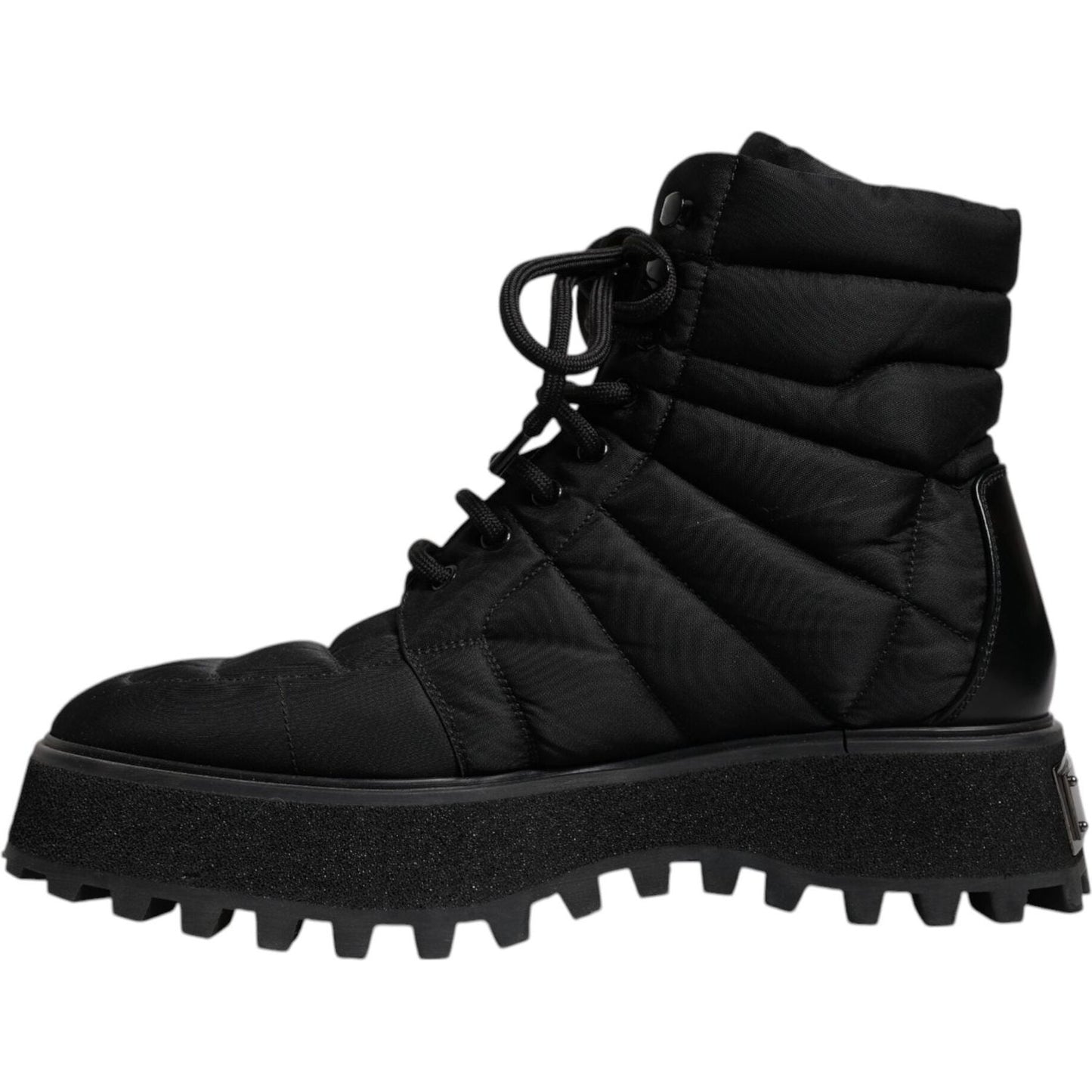 Dolce & Gabbana Black Padded Mid Calf Lace Up Boots Shoes MV6758-39