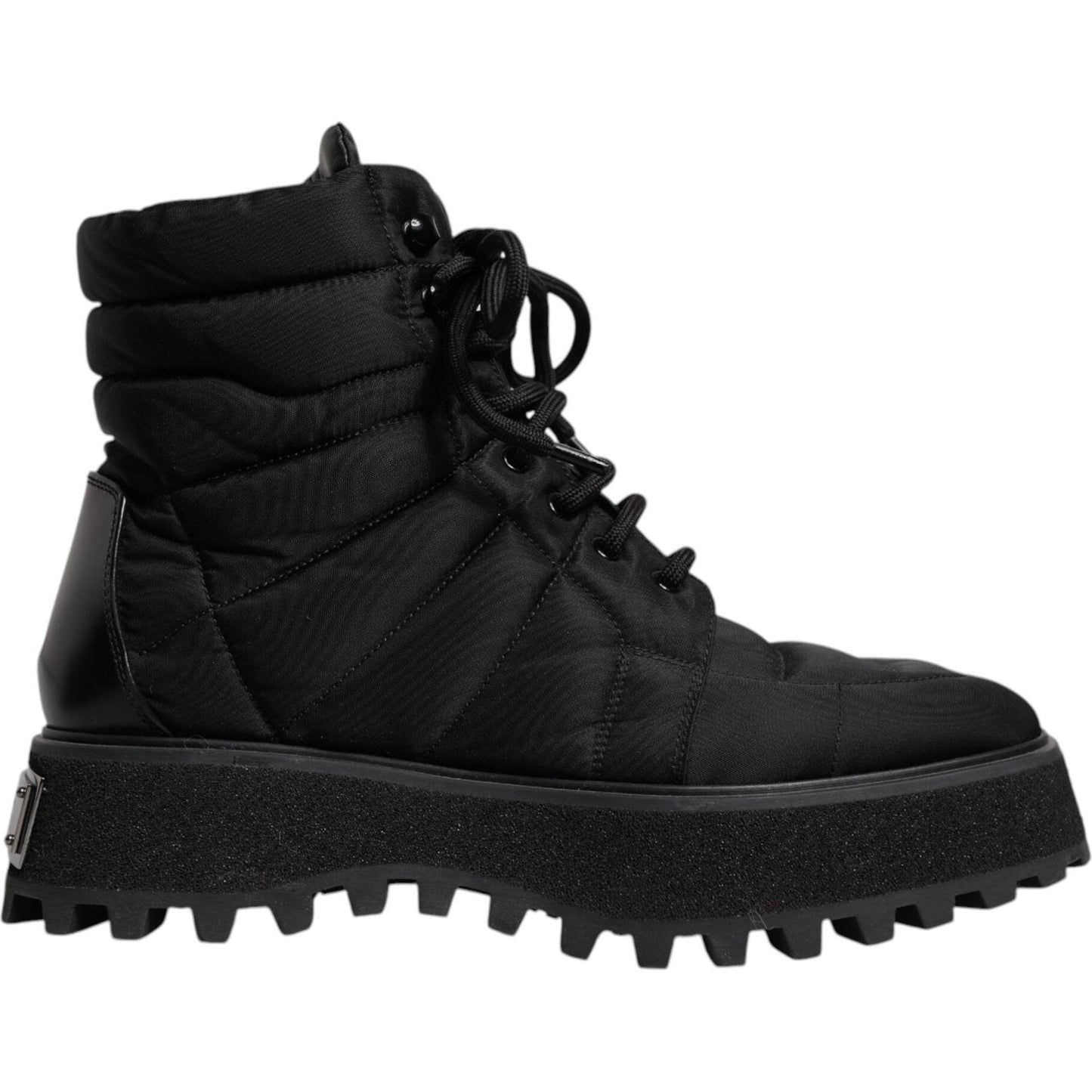 Dolce & Gabbana Black Padded Mid Calf Lace Up Boots Shoes MV6758-39