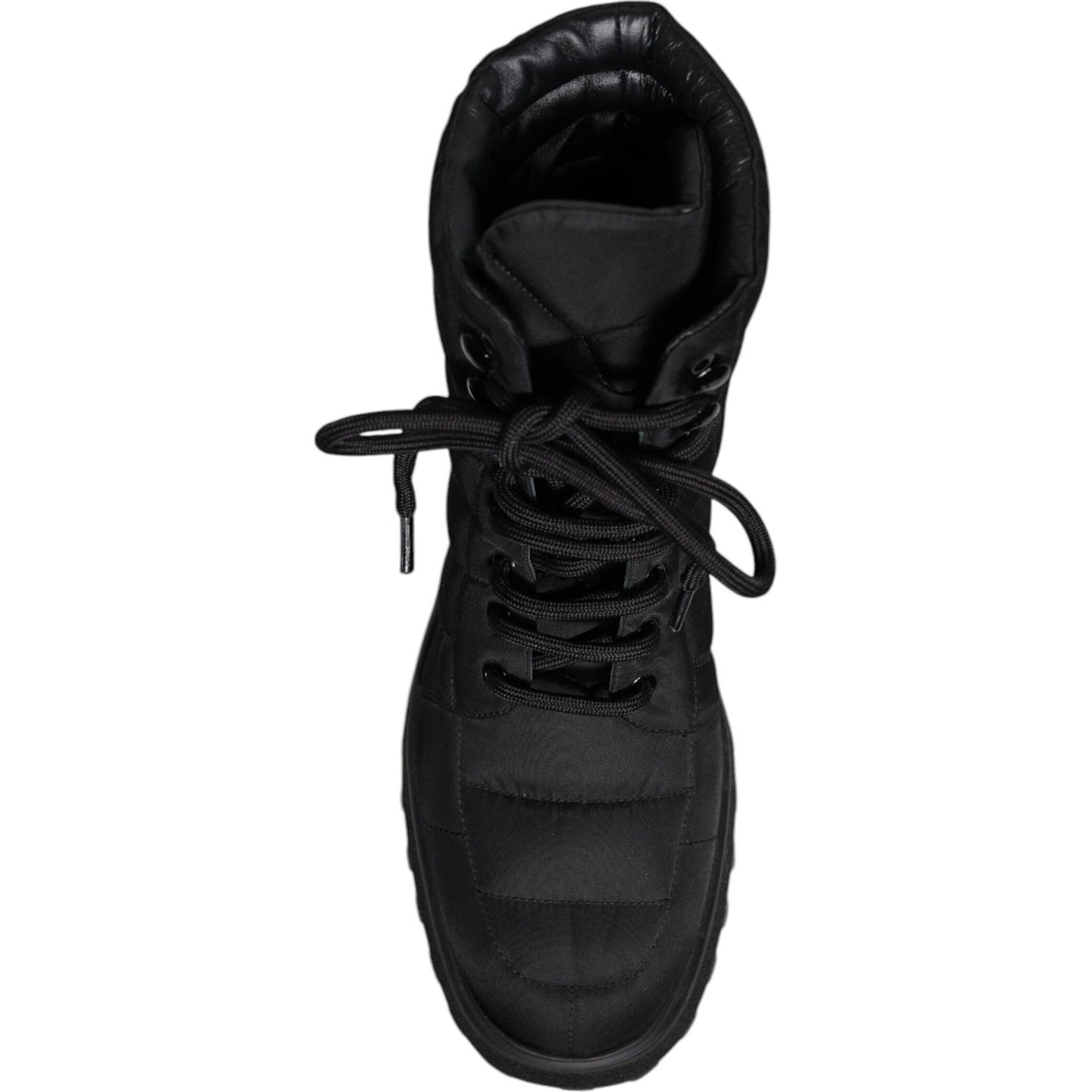 Dolce & Gabbana Black Padded Mid Calf Lace Up Boots Shoes MV6758-39