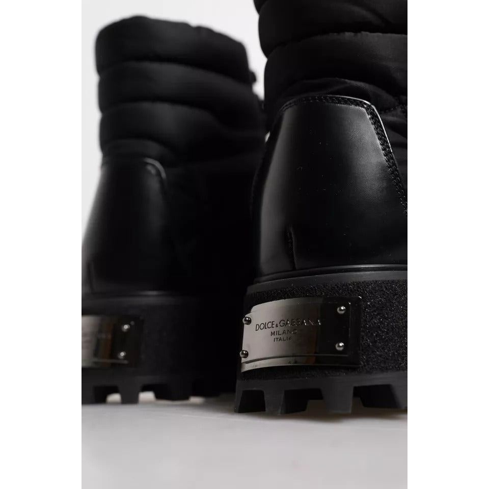 Dolce & Gabbana Black Padded Mid Calf Lace Up Boots Shoes MV6758-39