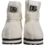 Dolce & Gabbana White Plush Logo Padded Mid Calf Boots Shoes MV6763#2-44