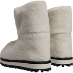 Dolce & Gabbana White Plush Logo Padded Mid Calf Boots Shoes MV6763#2-44