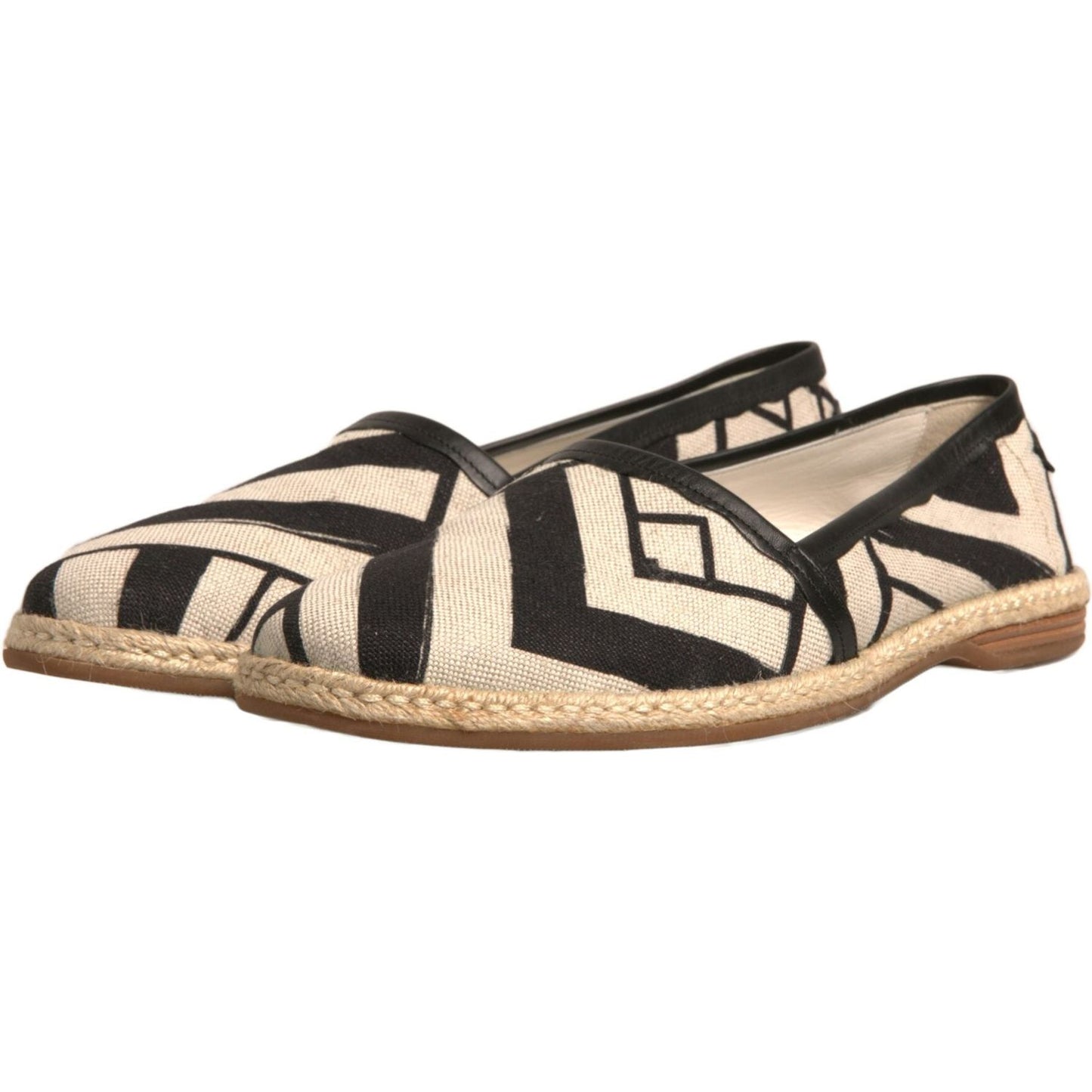 Dolce & Gabbana Black White Stripes Slip On Espadrille Shoes MV6825-42