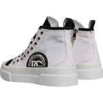 Dolce & Gabbana White Black Cotton High Top Sneakers Shoes MV6715-41