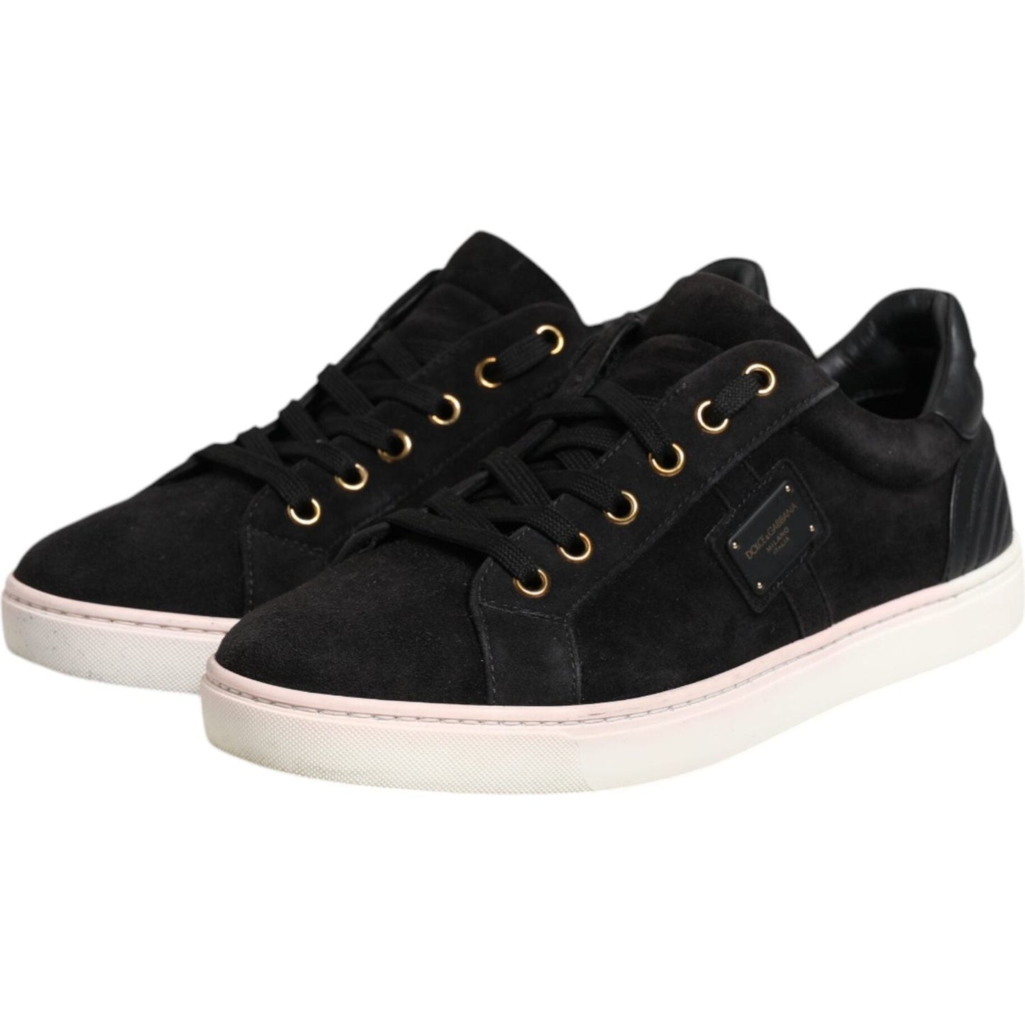 Dolce & Gabbana Black Logo Suede Leather Men Sneakers Shoes MV6741-39.5