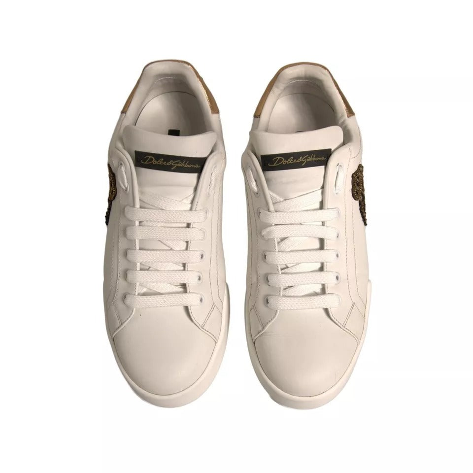 Dolce & Gabbana White Crown Patch Portofino Sneakers Shoes MV6850#1-43.5
