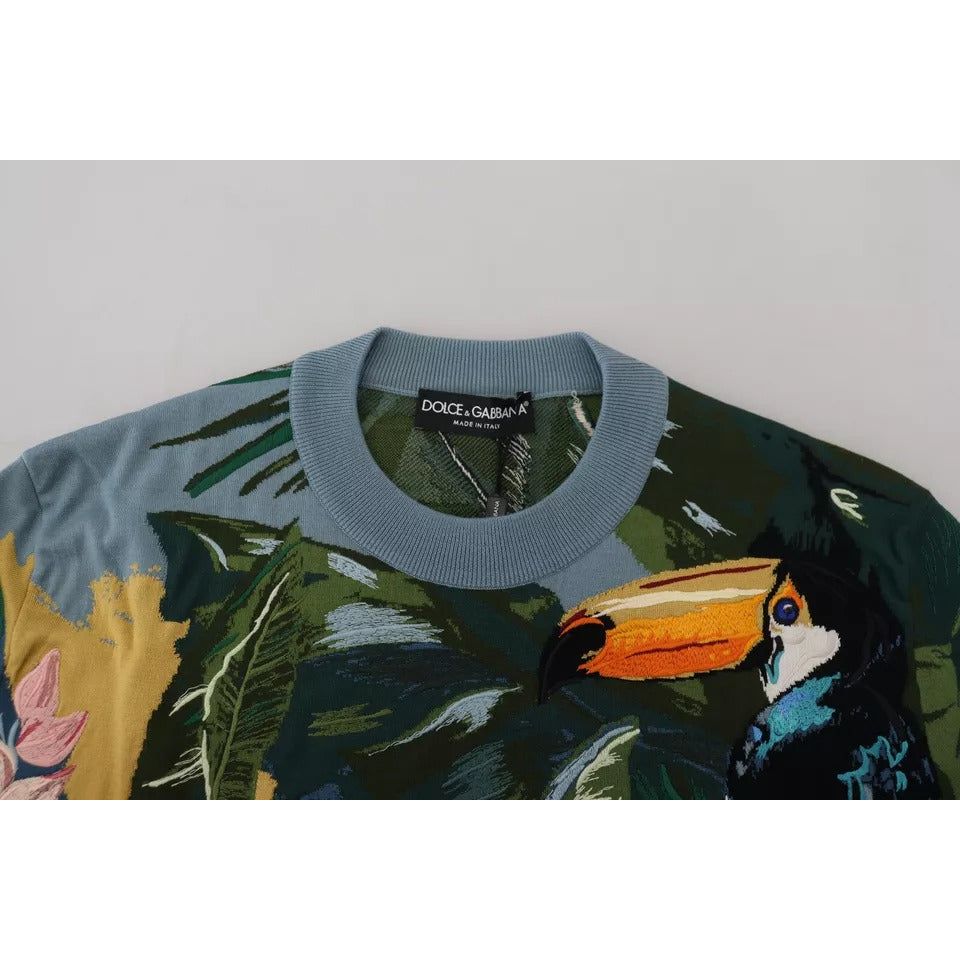 Dolce & Gabbana Jungle Wool Silk Pullover Logo Sweater TSH83580-44