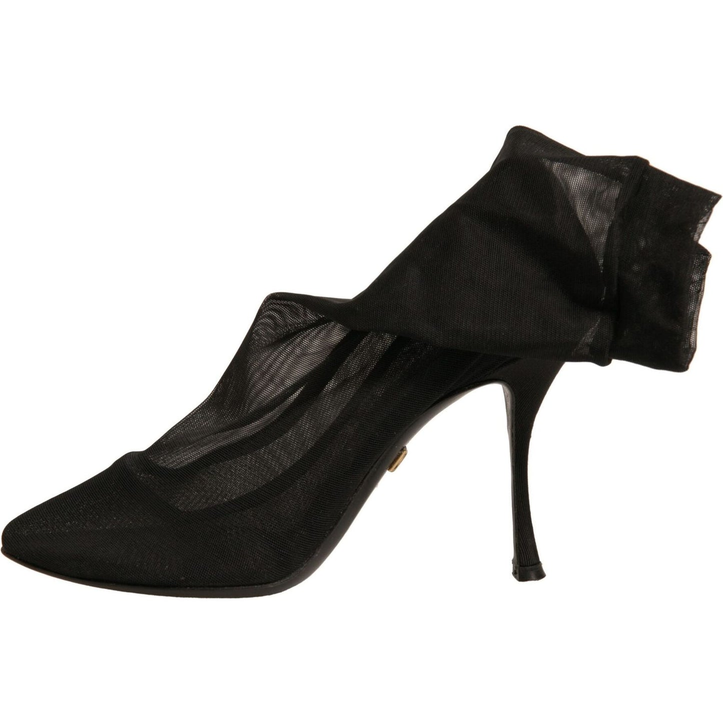 Dolce & Gabbana Black Silk Mesh Sock Style Heels Boots Shoes LA12313-38
