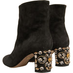 Dolce & Gabbana Black Embellished Heel Ankle Boots Shoes LA12377-39