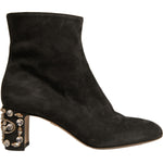 Dolce & Gabbana Black Embellished Heel Ankle Boots Shoes LA12377-39