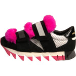 Dolce & Gabbana Black Pink Fur Embellished Sneakers Shoes LA11997-35.5