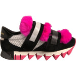 Dolce & Gabbana Black Pink Fur Embellished Sneakers Shoes LA11997-35.5