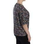 Dolce & Gabbana Gray Gold Key Print Silk Blouse T-shirt SIG13325-4