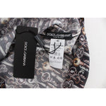 Dolce & Gabbana Gray Gold Key Print Silk Blouse T-shirt SIG13325-4