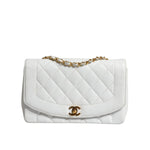 Chanel White Medium Classic DIANA Shoulder Bag Gold Plated Purse CHA40