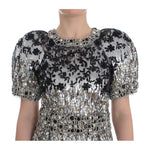 Dolce & Gabbana Crystal Silver Runway Handmade Dress SIG12480-1