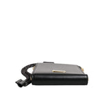 Dolce & Gabbana Black Leather Logo Plaque Neck Strap Card Coin Wallet BAG4074