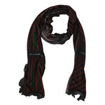Costume National Black Red Viscose Foulard Branded Scarf