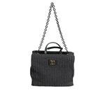 Dolce & Gabbana Black Large Knitted Crochet Shoulder Shopper DG Logo Bag