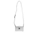Dolce & Gabbana Metallic Silver DG BOX Leather Shoulder Strap Bag with silver detailing and adjustable strap.