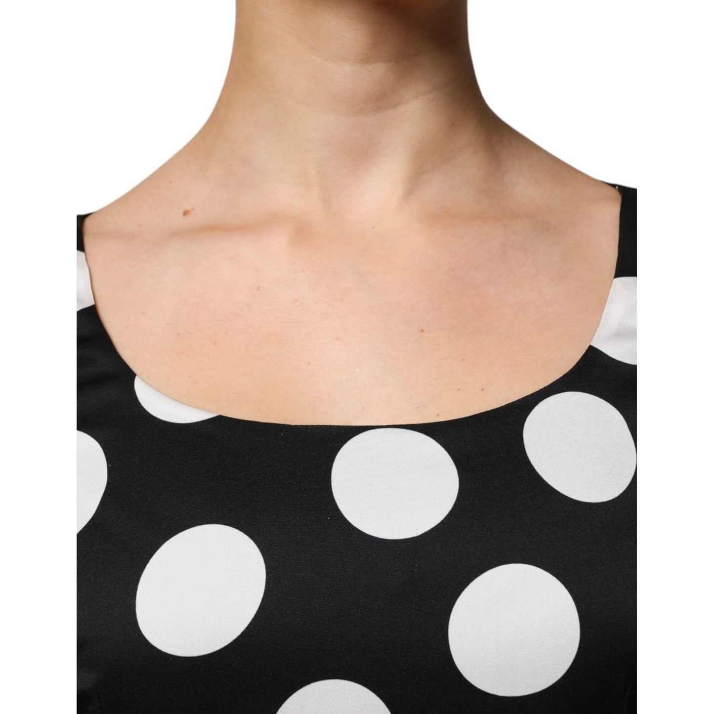 Dolce & Gabbana Black White Silk Polka Dots Sheath Midi Dress DR281340-42
