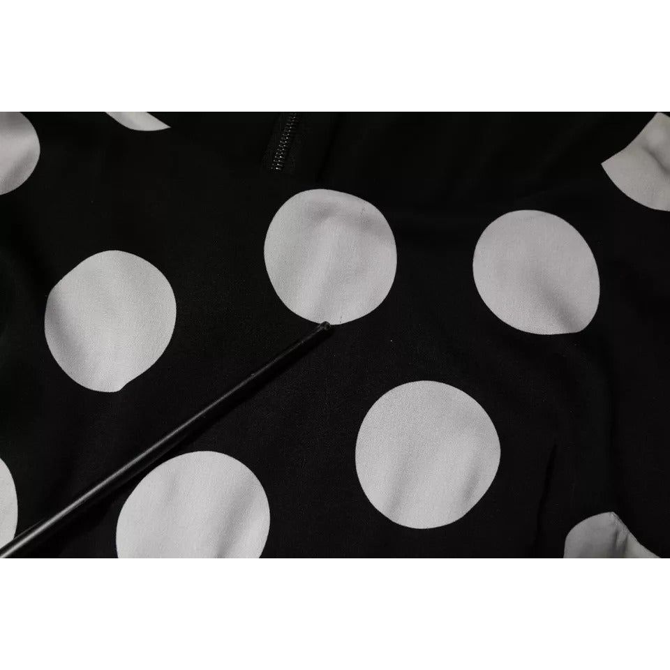 Dolce & Gabbana Black White Silk Polka Dots Sheath Midi Dress DR281340-42