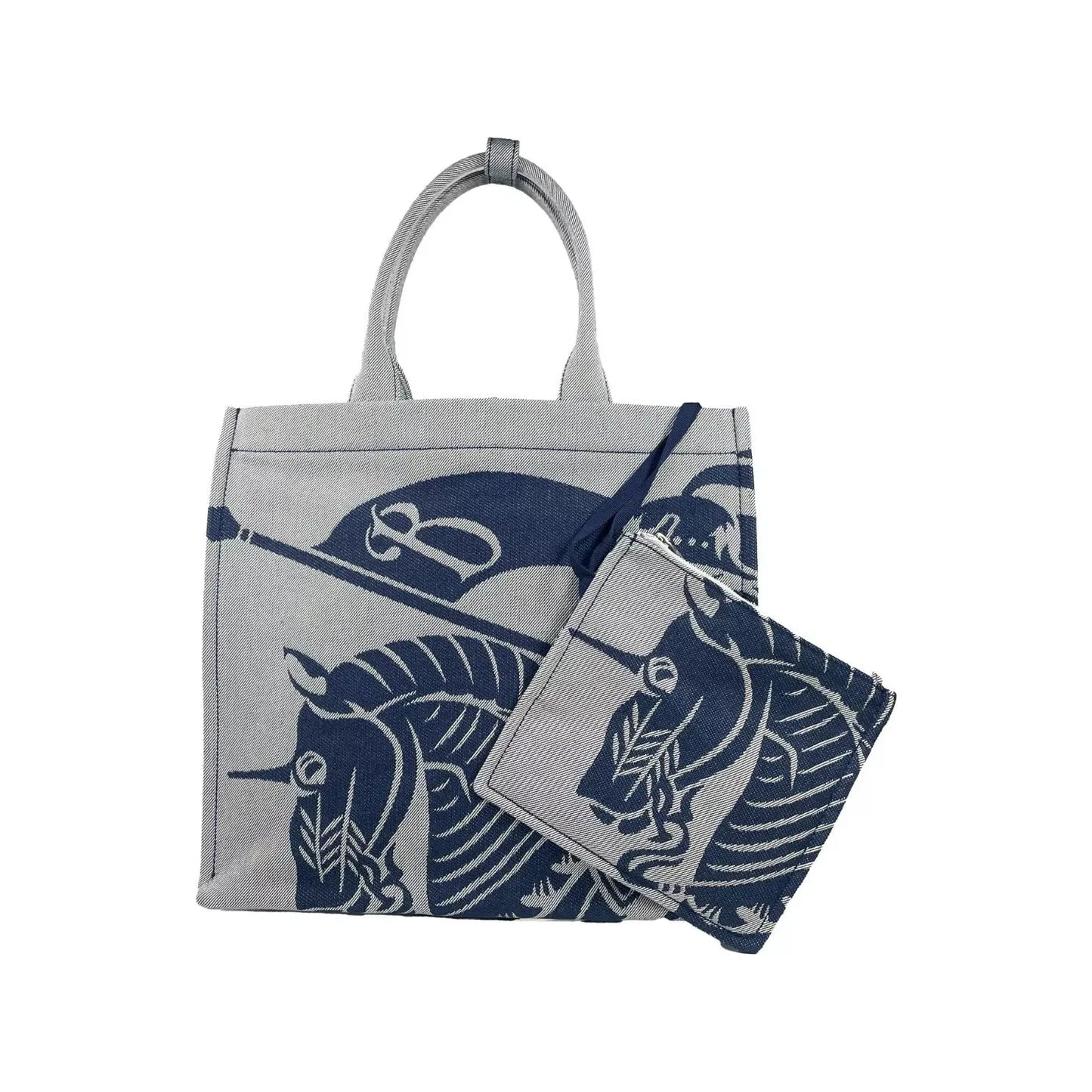 Burberry Navy EKD Canvas Tote Bag With Coin Pouch 40779