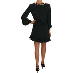 Dolce & Gabbana Green Stretch A-Line Short Crystal Dress DR1411-44