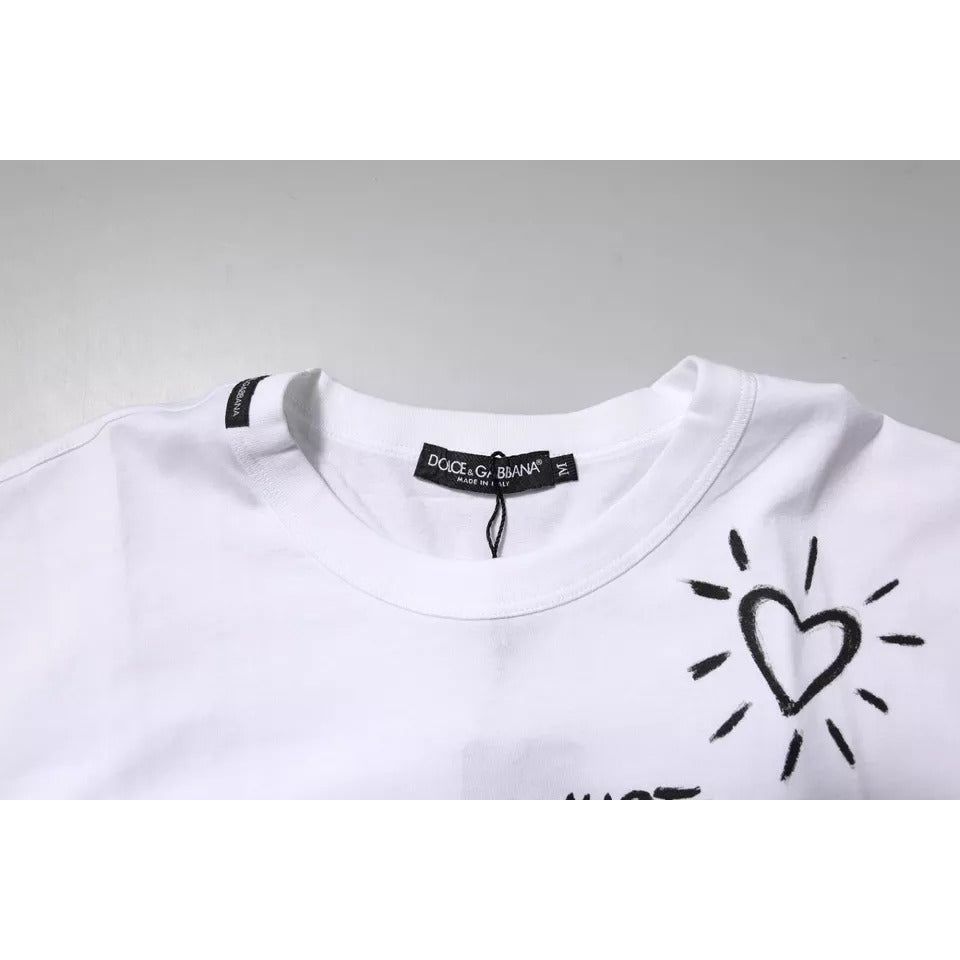 Dolce & Gabbana White Floral Print Cotton Crew Neck T-shirt TSH90022-48