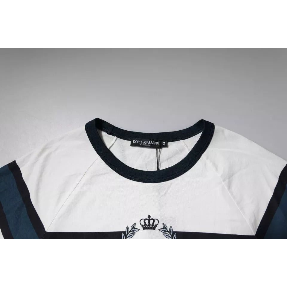 Dolce & Gabbana White Logo Print Cotton Men Crew Neck T-shirt TSH90036-46
