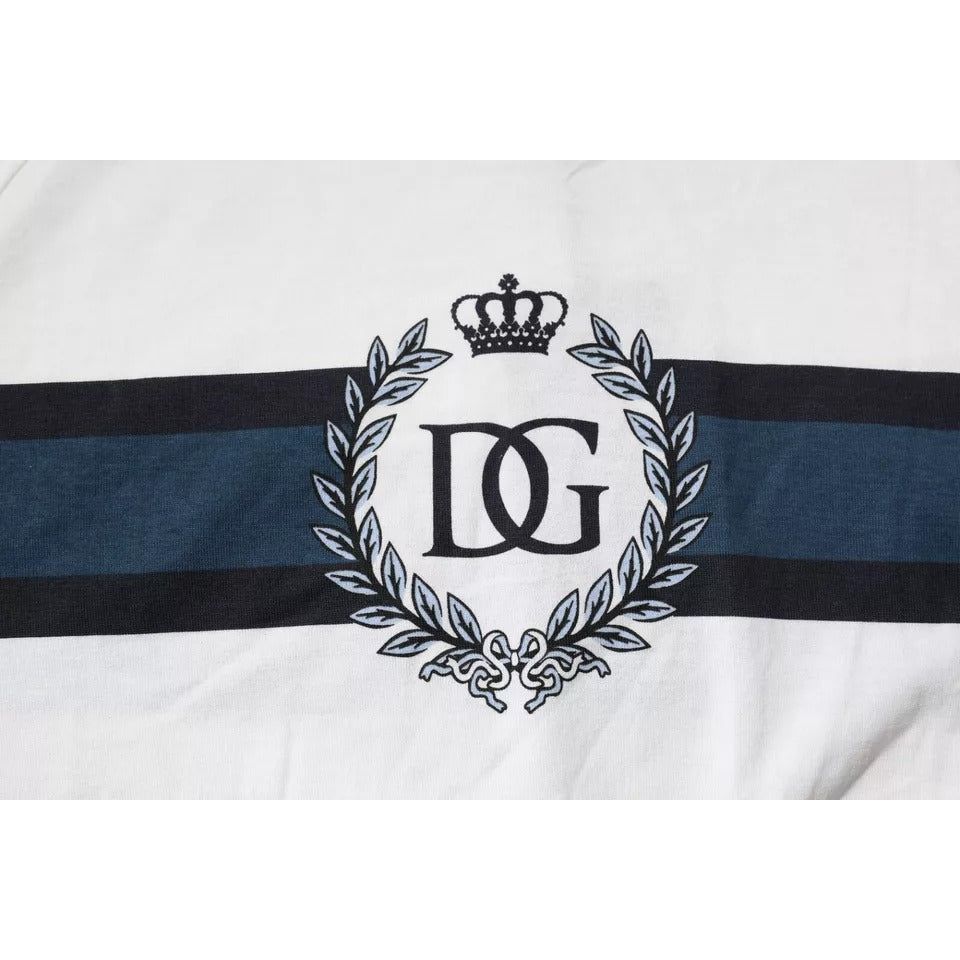 Dolce & Gabbana White Logo Print Cotton Men Crew Neck T-shirt TSH90036-46