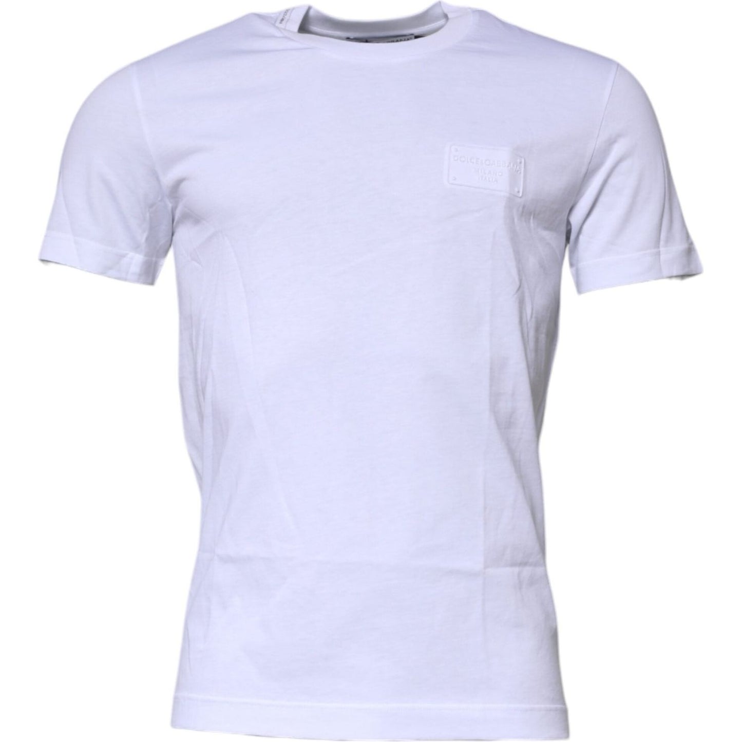 Dolce & Gabbana White Logo Plaque Cotton Crew Neck T-shirt TSH90041-44