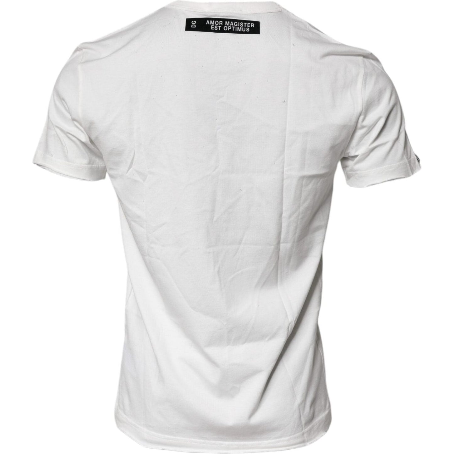 Dolce & Gabbana White Graphic Print Cotton Crew Neck T-shirt TSH90045-46