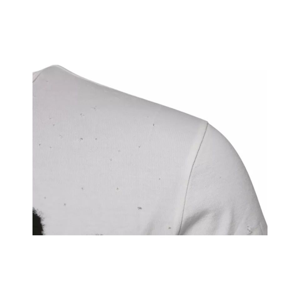 Dolce & Gabbana White Graphic Print Cotton Crew Neck T-shirt TSH90045-46