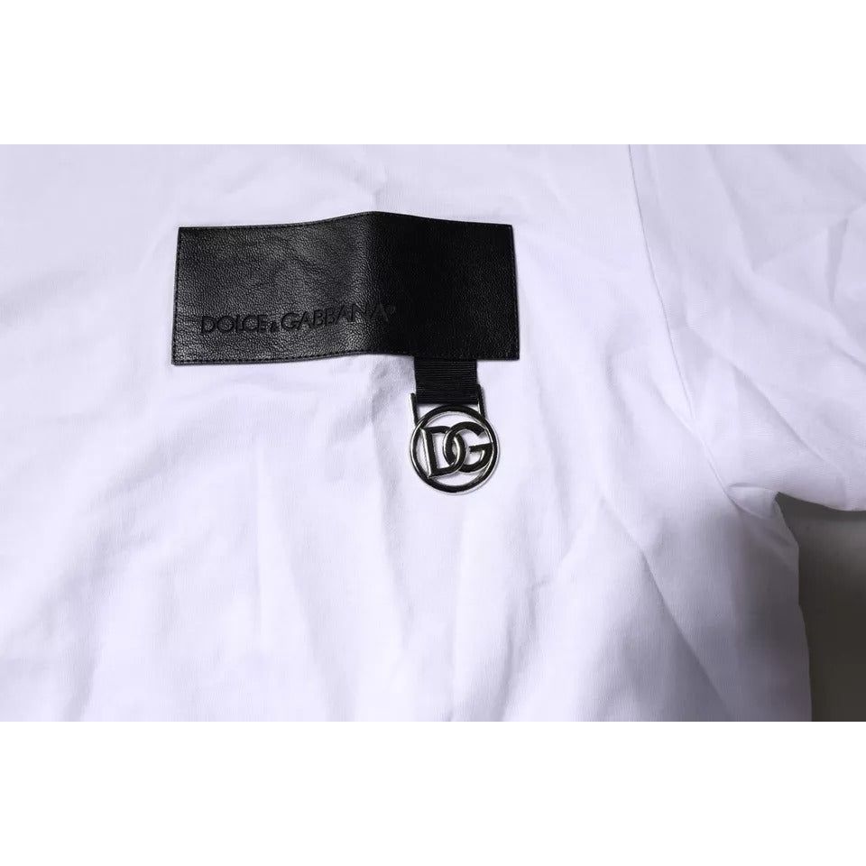 Dolce & Gabbana White Logo Patch Cotton Crew Neck T-shirt TSH90047-44