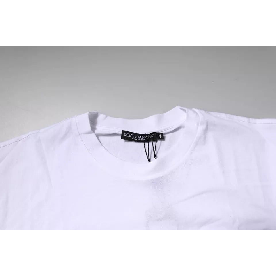 Dolce & Gabbana White Logo Patch Cotton Crew Neck T-shirt TSH90047-44