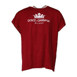 Dolce & Gabbana Red Logo Crown Cotton Crew Neck T-shirt TSH90049-46
