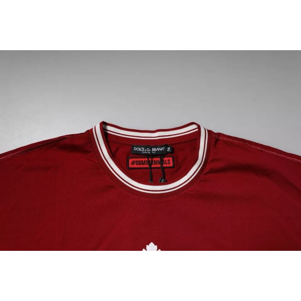 Dolce & Gabbana Red Logo Crown Cotton Crew Neck T-shirt TSH90049-46