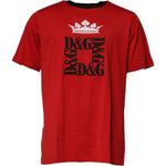 Dolce & Gabbana Red Logo Crown Cotton Crew Neck T-shirt TSH90050-44