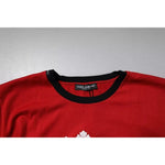 Dolce & Gabbana Red Logo Crown Cotton Crew Neck T-shirt TSH90050-44