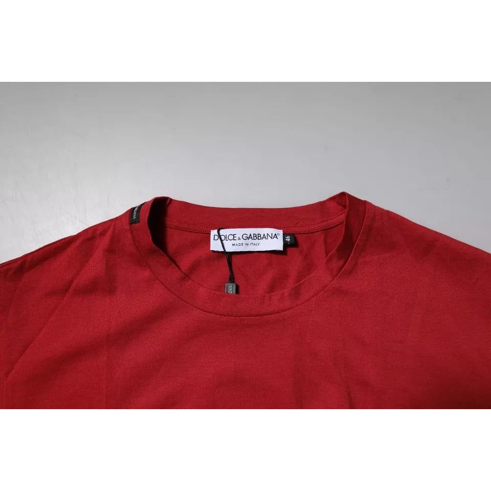 Dolce & Gabbana Red DG Logo Cotton Crew Neck T-shirt TSH90051-46